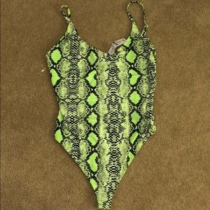 LF Neon Green Snakeskin Bodysuit